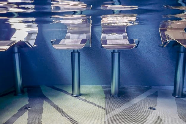 A close-up of a self-cleaning fish tank's filtration system, showing the various stages of filtration and how they work together.