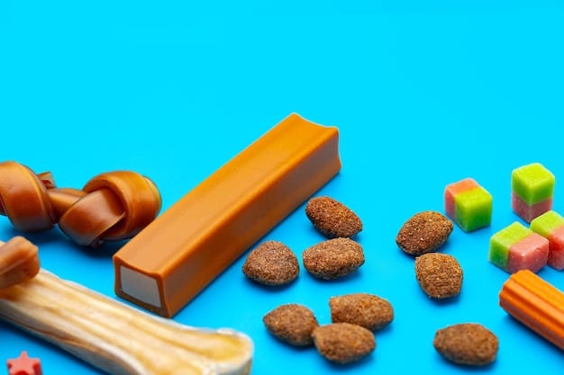 A comparative visual depicting different pet food ingredients. On one side, there's a vibrant display of assorted whole foods like chicken breasts, sweet potatoes, and blueberries. On the opposite side, there's a collection of processed fillers and additives like corn gluten meal, artificial colors, and chemical preservatives.