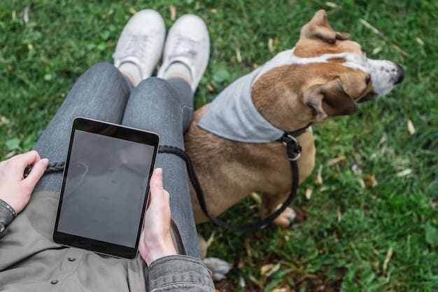 A smartphone displaying a local dog walking service app. The screen shows profiles of several dog walkers with their ratings and reviews. The app interface looks clean and user-friendly.